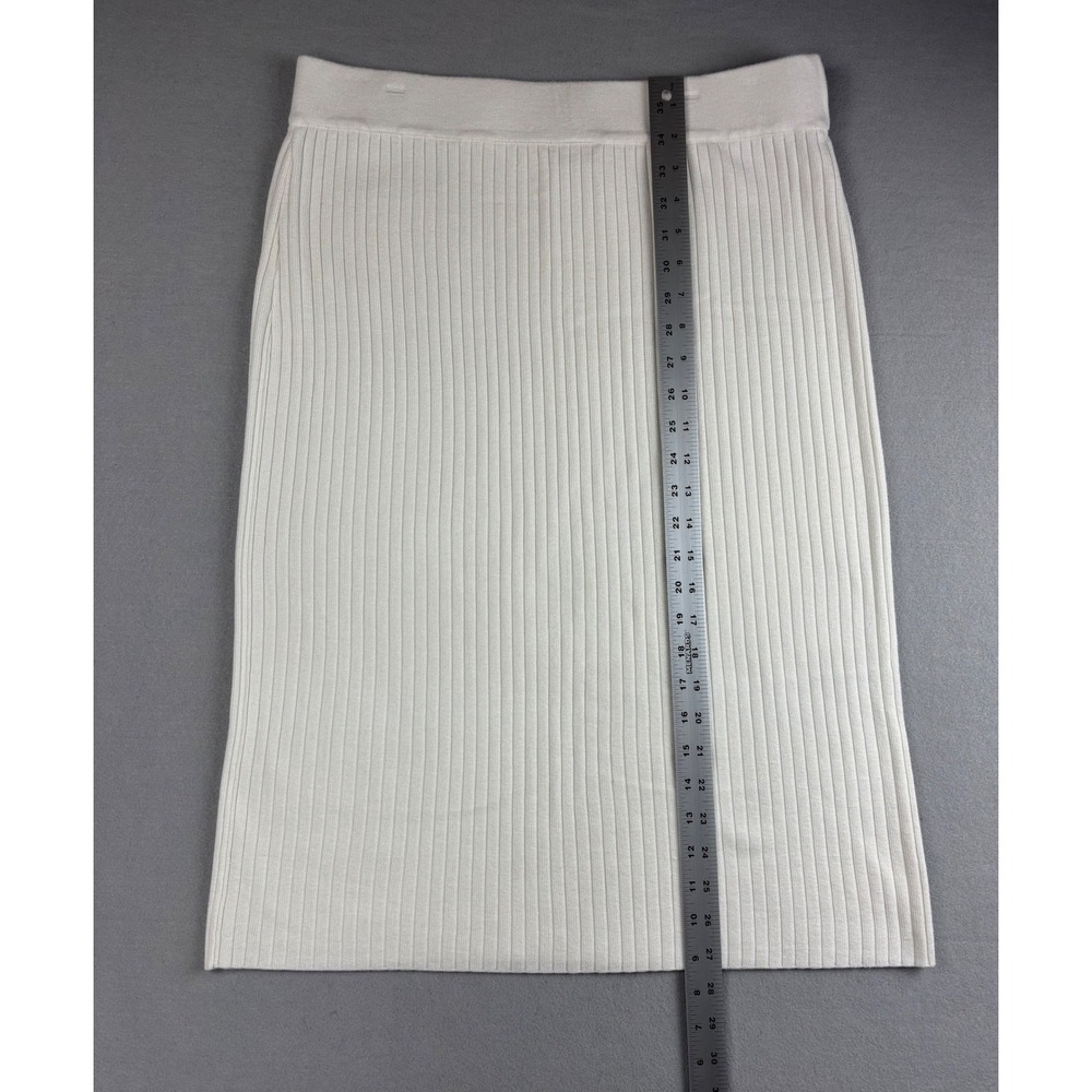Marled 2 Piece Skirt Set XL White Ribbed Knit Polo Top Midi Skirt Cream Co-ord - Picture 5 of 14